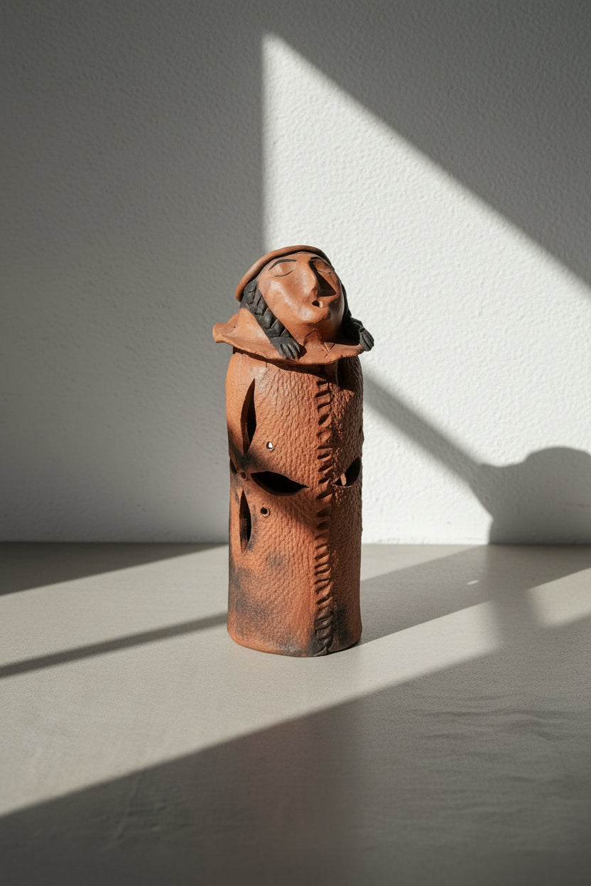 Native American Singing Indian Incense Smoker And/Or Tealight showcasing intricate terracotta design and cultural artistry. hommes + gardens estudio.