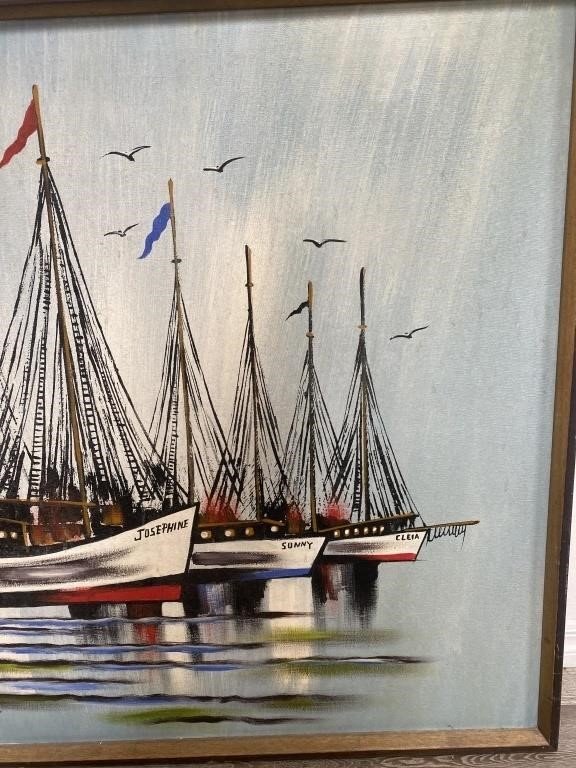 Original nautical seascape oil painting on canvas featuring ships sailing across the sea, signed by the artist, combining expressionist brushwork with vibrant tones — Hommes and Gardens, Wallscape Collection, Landscape Architect, Interior Designer, Outdoor Living, Outdoor Decorations, Home Decor, Home Design, Luxury Design, Art, Furniture, Objects, Best Gifts, Nature, Backyard, Yard.