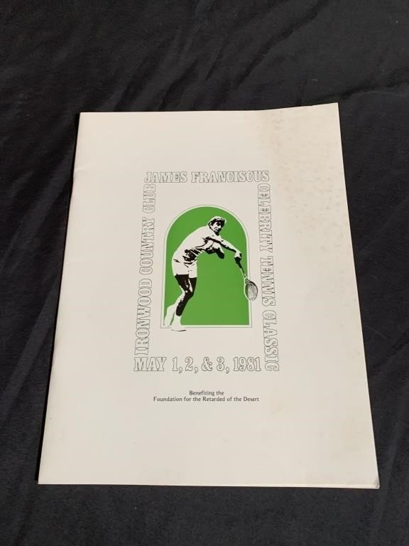 Original Artwork Inside Frame with paperwork/documents - James Franciscus Actor 1980 Tennis Classic Men’s hommes + gardens estudio