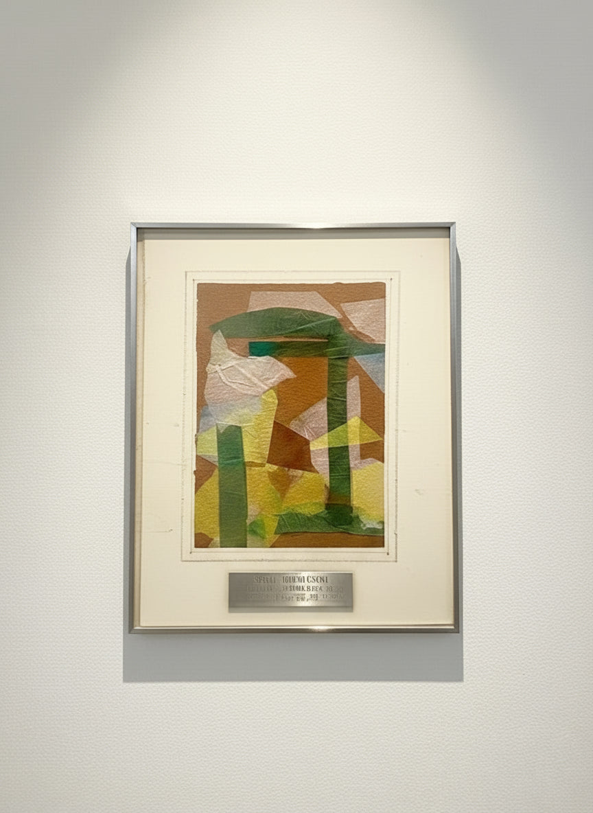 Original Artwork Inside Frame with paperwork/documents - James Franciscus Actor 1980 Tennis Classic Men’s - abstract art piece, hommes + gardens estudio.