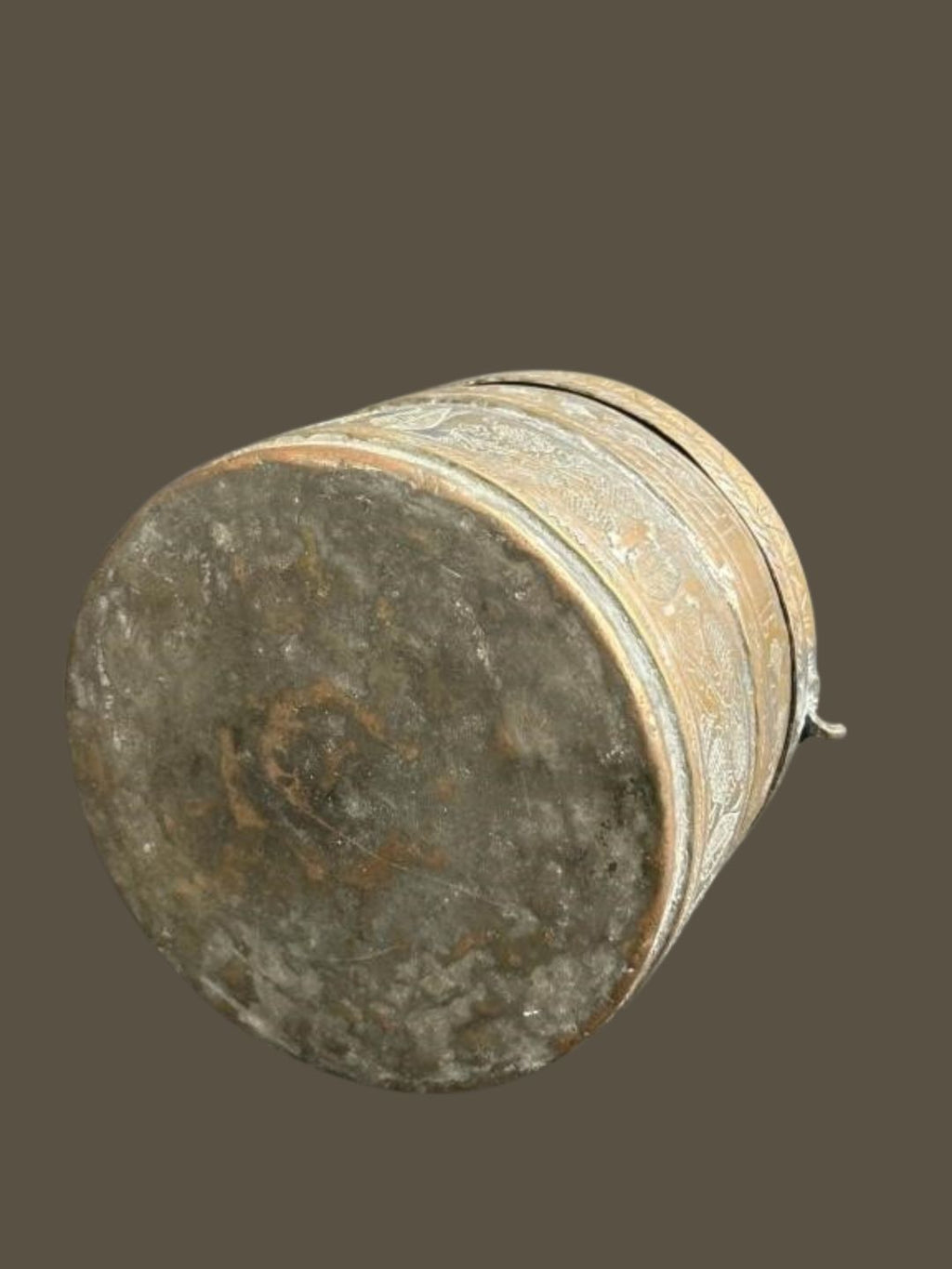 Ottoman Turkish copper storage vessel featuring intricate hand-etched designs and natural aged finish, a timeless piece of metal artistry — Hommes and Gardens, Objects Collection, Landscape Architect, Interior Designer, Outdoor Living, Art, Furniture, Objects, Best Gifts, Nature, Backyard, Yard, Outdoor Decorations, Home Decor, Home Design, Luxury Design.