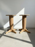Pair of French Art Deco style oak side tables inspired by Charles Dudouyt, featuring sculptural ribbed pedestal bases and warm brown patina, elegant vintage furniture pieces — Hommes and Gardens, Furniture Collection, Home Decor, Landscape Architect, Interior Designer, Outdoor Living, Outdoor Decorations, Home Design, Luxury Design, Art, Furniture, Objects, Best Gifts, Nature, Backyard, Yard.