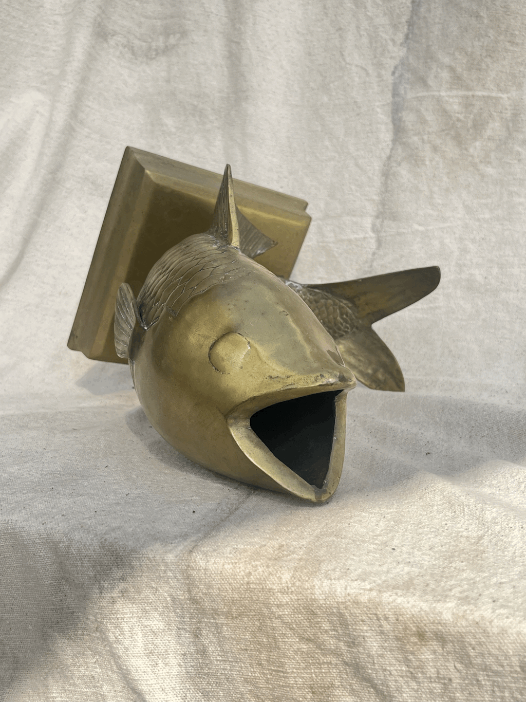 Solid Brass Fish Vase displaying a unique fish design, perfect for floral arrangements - hommes + gardens estudio.