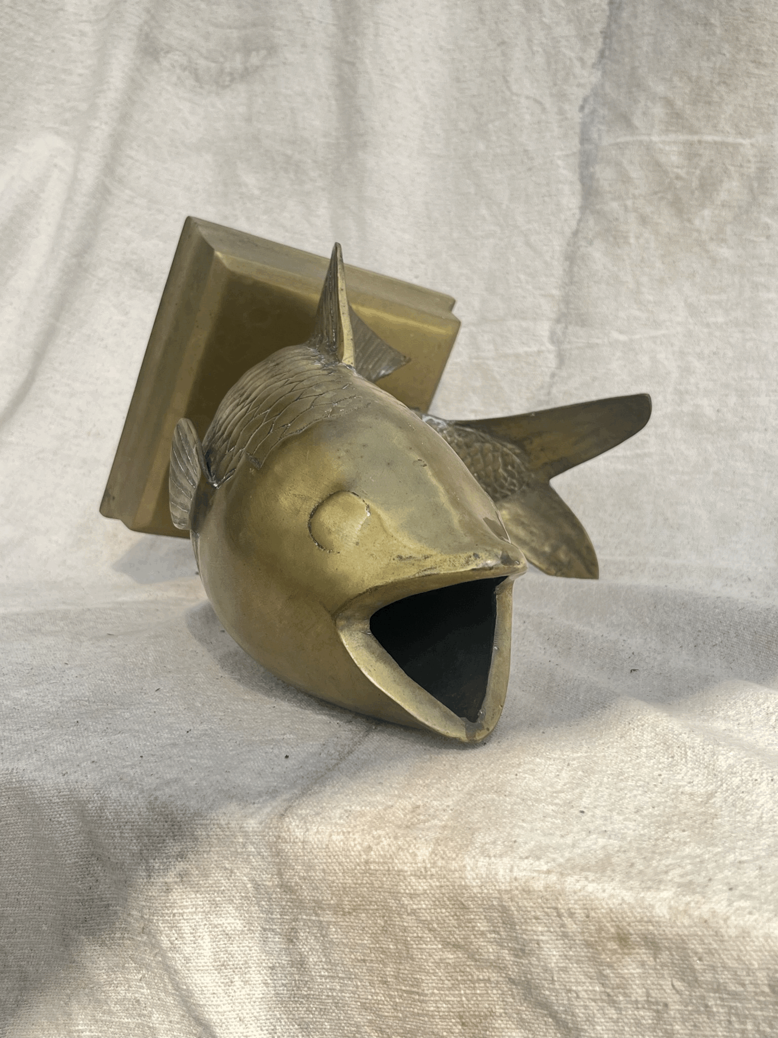 Solid Brass Fish Vase displaying a unique fish design, perfect for floral arrangements - hommes + gardens estudio.