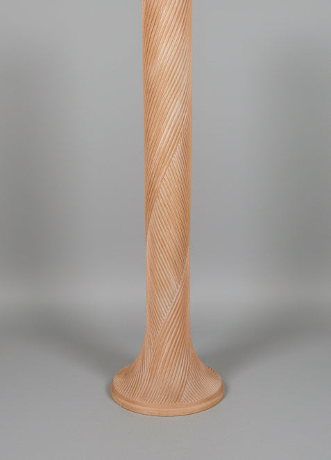 Post-modern vintage wood sculptural floor lamp with elegant hand-carved twist column, warm tone, and pleated lampshade, perfect for modern or coastal interiors — Hommes and Gardens, Lights + Lanterns Collection, Home Decor, Landscape Architect, Interior Designer, Outdoor Living, Outdoor Decorations, Home Design, Luxury Design, Art, Furniture, Objects, Best Gifts, Nature, Backyard, Yard.