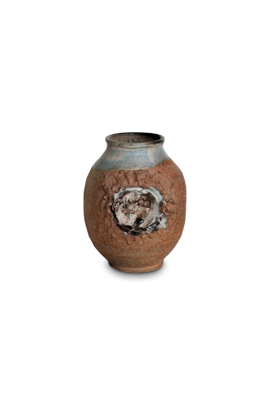 Signed Mid-Century Brutalist Stoneware Vase