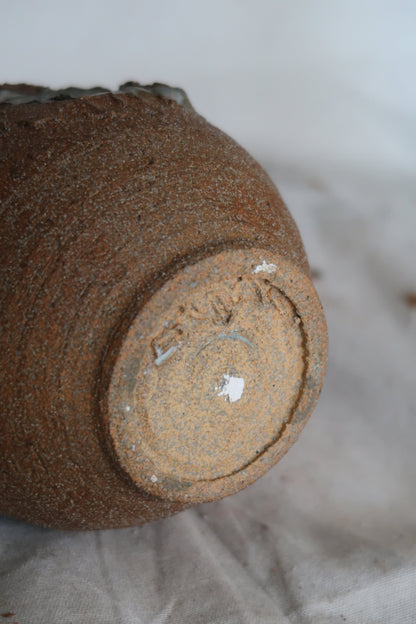 Signed Mid-Century Brutalist Stoneware Vase