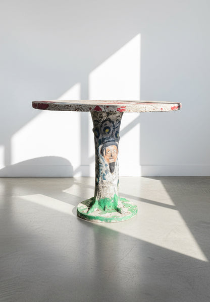 Rare hand-painted faux bois concrete garden table with sculptural tree trunk base, root detailing, and aged multicolour patina, a mid-century European folk art statement piece — Hommes and Gardens, Furniture Collection, Home Decor, Landscape Architect, Interior Designer, Outdoor Living, Outdoor Decorations, Home Design, Luxury Design, Art, Furniture, Objects, Best Gifts, Nature, Backyard, Yard.