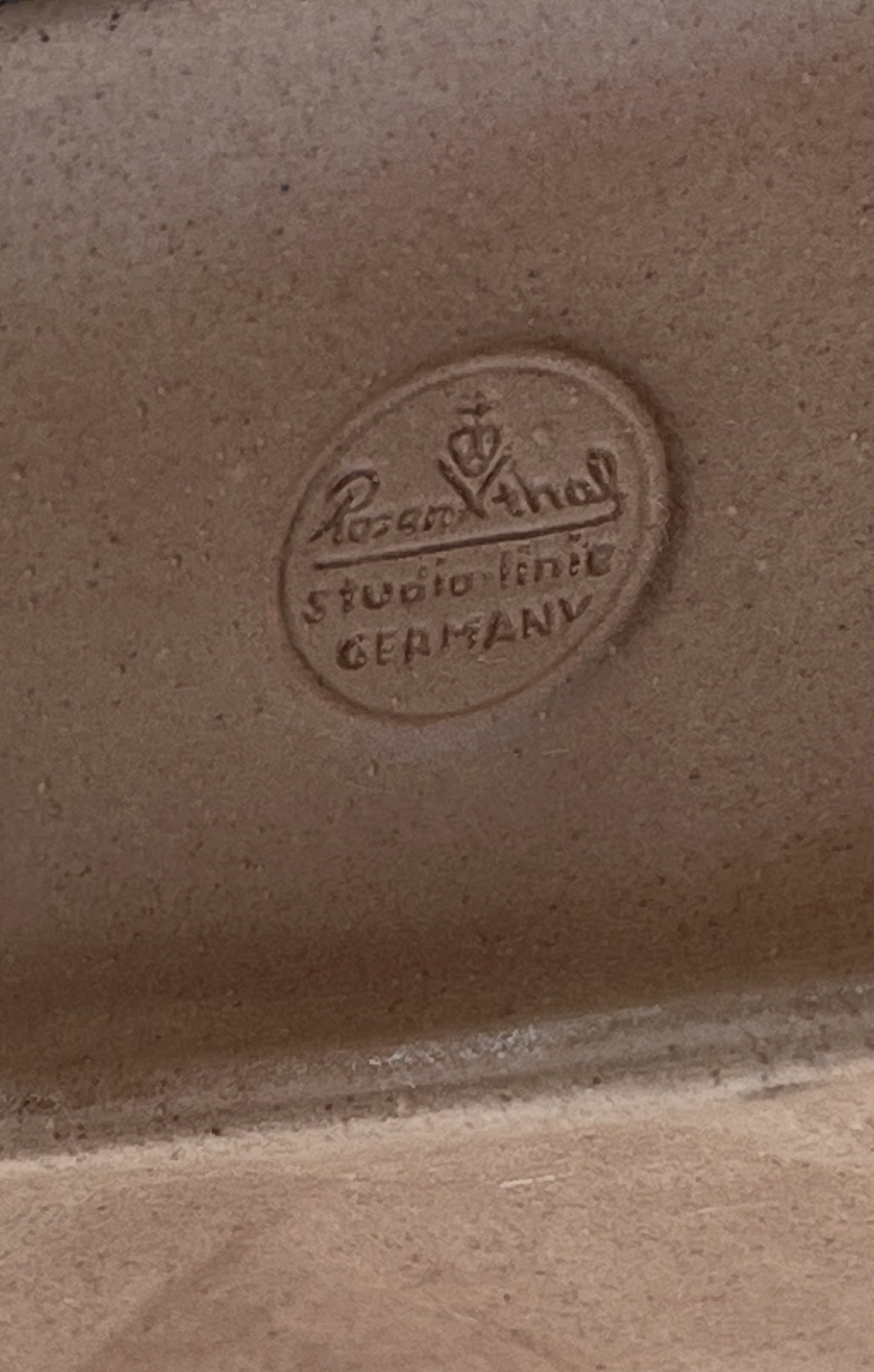 Close-up of the distinctive hallmark of the Vintage Tapio Wirkkala Rosenthal Iconic "Tutenvase" Paper Bag Vase Collection (Set of 3) hommes + gardens estudio.