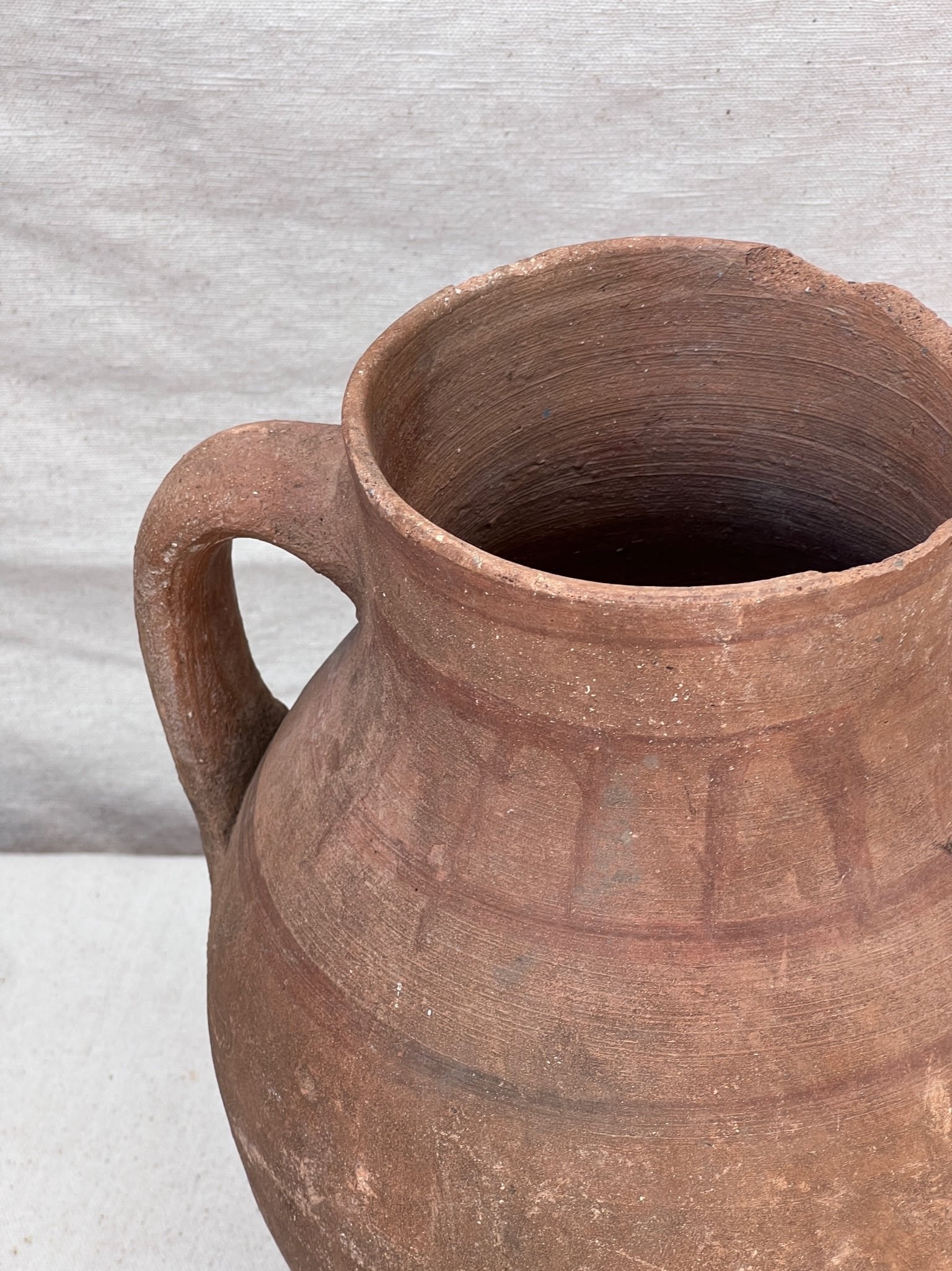 Rustic terracotta earthenware water jug, antique handmade pottery vessel with organic texture and wabi-sabi charm — Hommes and Gardens, Vases + Vessels Collection, Landscape Architect, Interior Designer, Outdoor Living, Art, Furniture, Objects, Best Gifts, Nature, Backyard, Yard, Outdoor Decorations, Home Decor, Home Design, Luxury Design.