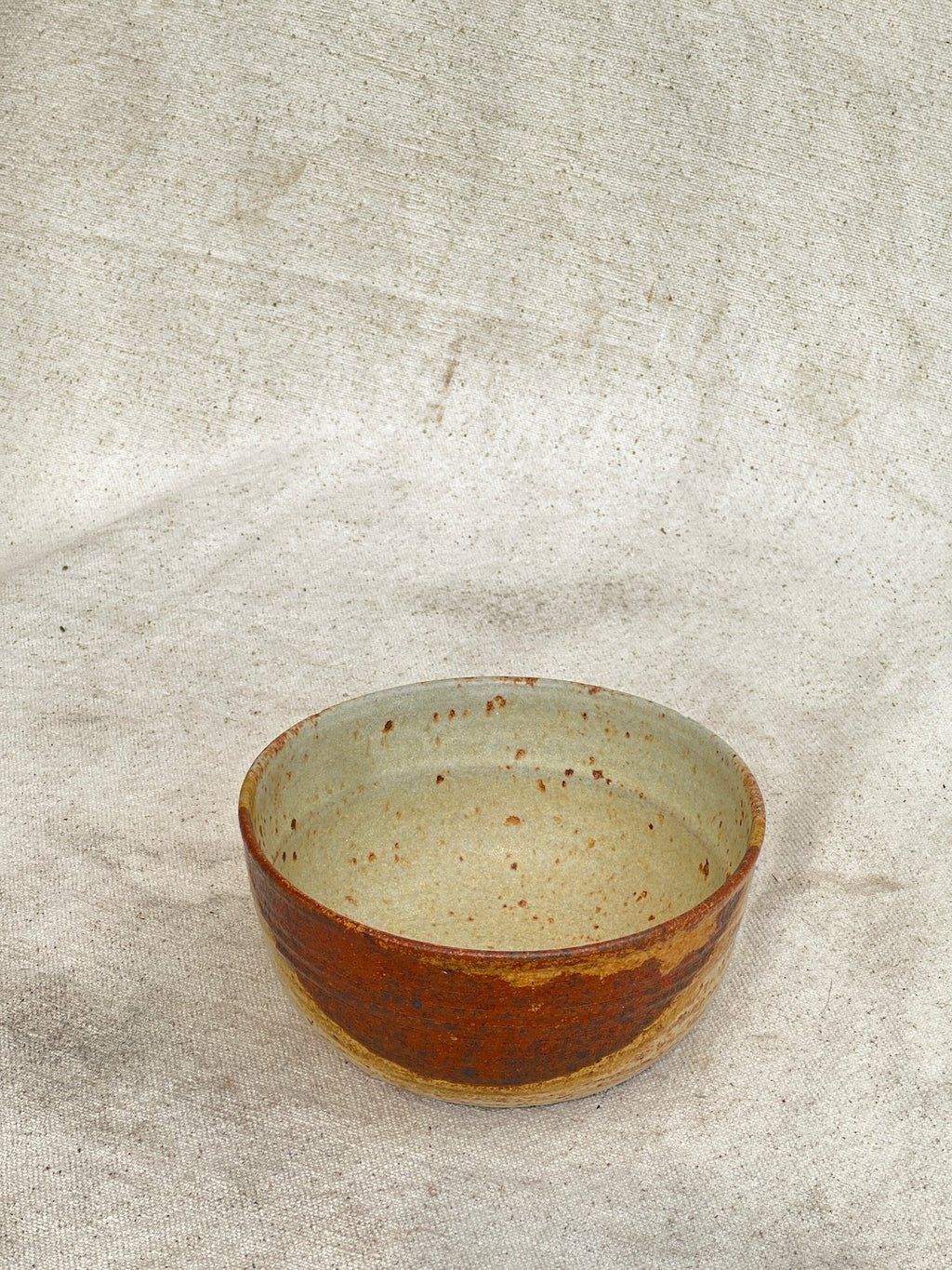 vintage rust color ceramic bowl signed studio pottery 1970s