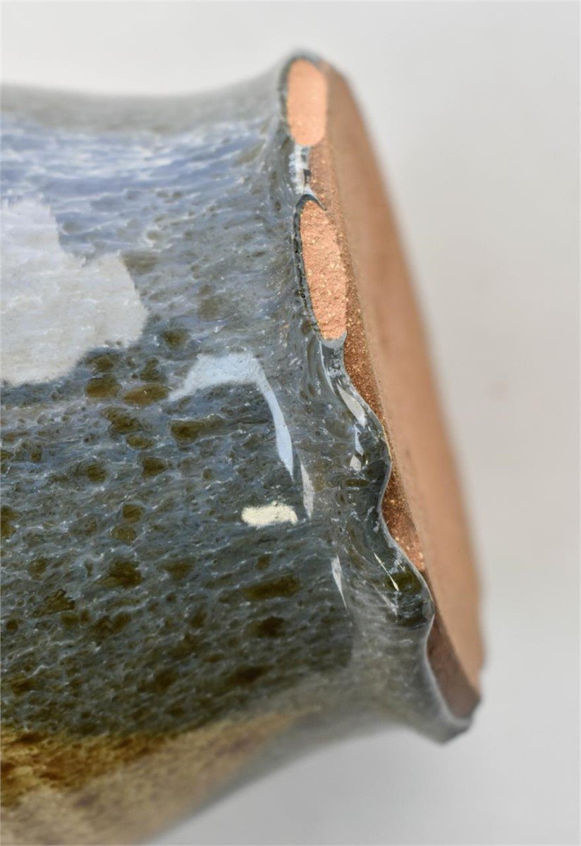 Studio pottery vase in blue and beige glaze, signed by the artist, combining soft tones and elegant handmade detailing — Hommes and Gardens, Vases + Vessels Collection, home decor, outdoor decorations, home design, luxury design, Landscape Architect, Interior Designer, Outdoor Living, Art, Furniture, Objects, Best Gifts, Nature, Backyard, Yard.