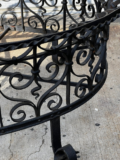 Victorian wrought iron plant stand in oval form, antique metal garden piece with ornate craftsmanship and rustic elegance — Hommes and Gardens, Furniture Collection, Plant Cages & Supports, Vintage Outdoor Decor, Antique Iron Furniture, Botanical Display Stand, Classic Garden Design.