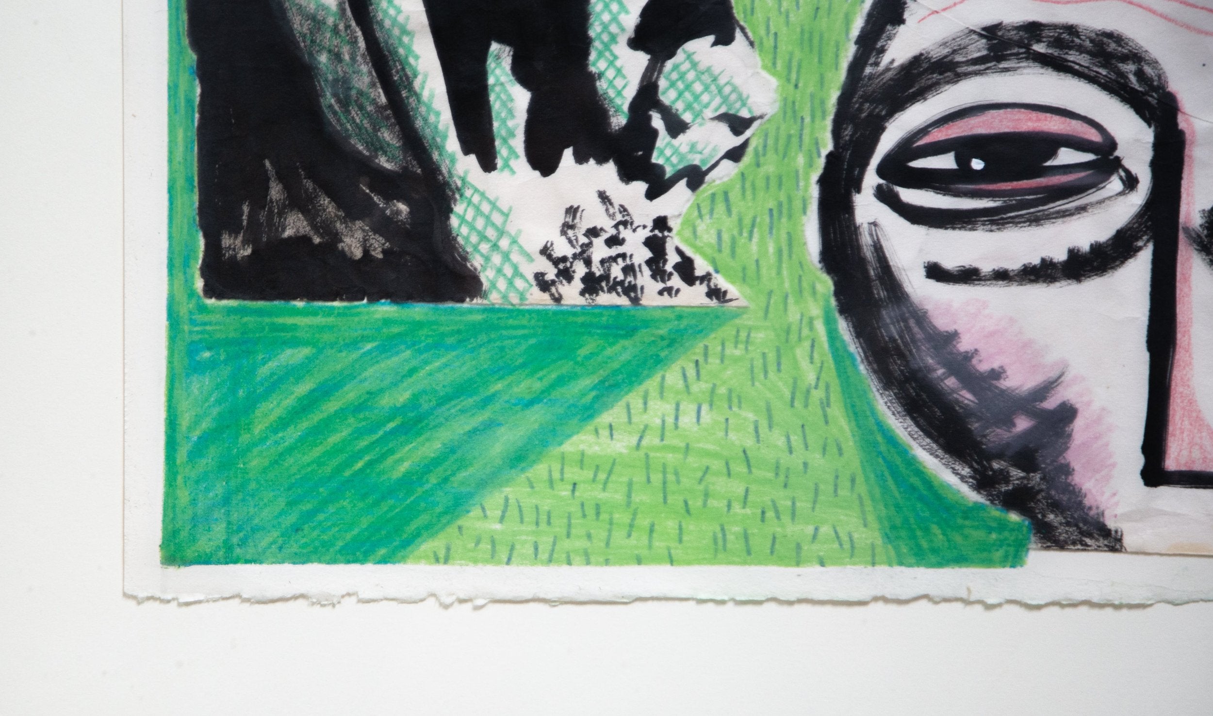 1990s Untitled Abstract Painting by Cole in mixed media on paper. Unique figurative artwork by Cole. hommes + gardens estudio.