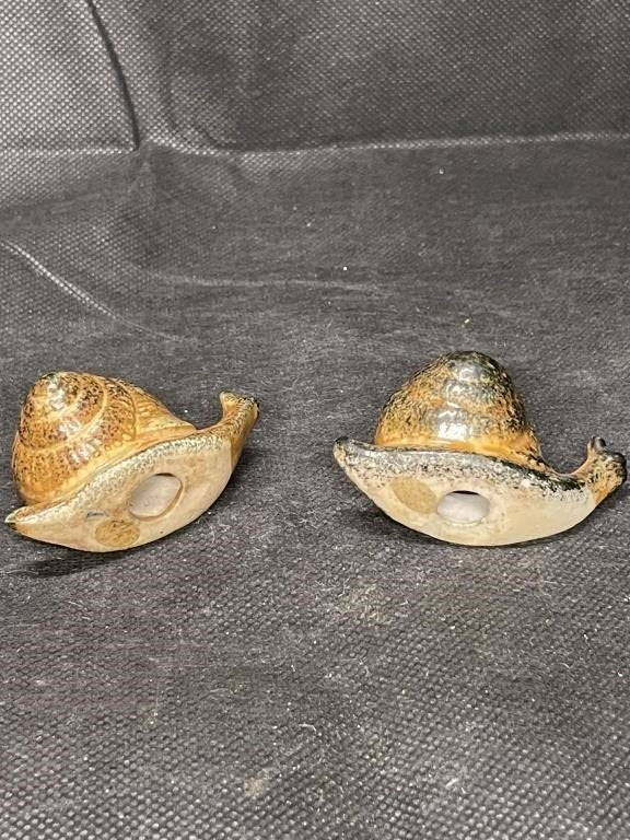 Vintage 1960s ceramic stoneware snail figurines, whimsical art pottery pieces that bring nostalgic character to any interior — Hommes and Gardens, Home Decor Collection, Decorative Figurines, Retro Pottery, Mid-Century Style, Artisan Decor, Vintage Home Accessories.