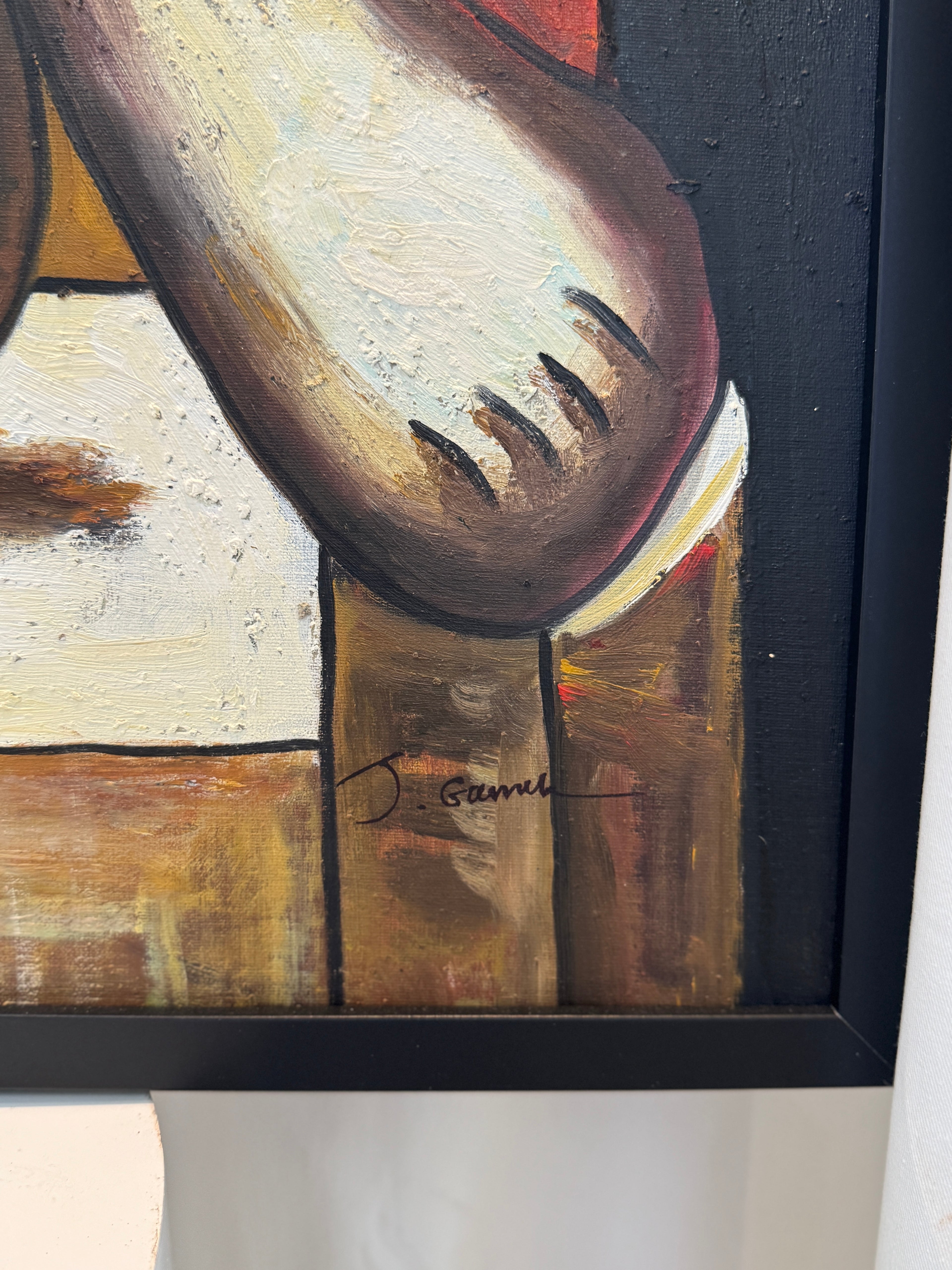 Vintage-style Cubist oil painting inspired by Picasso, framed and signed artwork that celebrates modern abstraction — Hommes and Gardens, Wallscape Collection, Landscape Architect, Interior Designer, Outdoor Living, Art, Furniture, Objects, Best Gifts, Nature, Backyard, Yard, Outdoor Decorations, Home Decor, Home Design, Luxury Design.