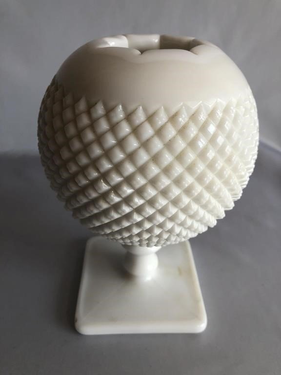 Vintage English Hobnail Milk Glass Vase by Westmoreland, showcasing timeless design and quality craftsmanship — Hommes and Gardens, Objects, Vases + Vessels Collection, home decor, outdoor decorations, home design, luxury design, Landscape Architect, Interior Designer, Outdoor Living, Art, Furniture, Objects, Best Gifts, Nature, Backyard, Yard.