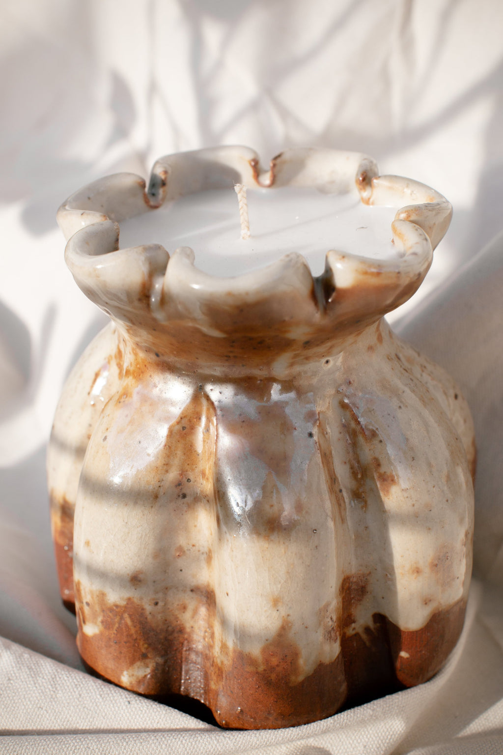 Ceramic Lotus Vase- H&G x Western Disco Candle Collaboration featuring a vintage handmade design, perfect for home decor. hommes + gardens estudio.