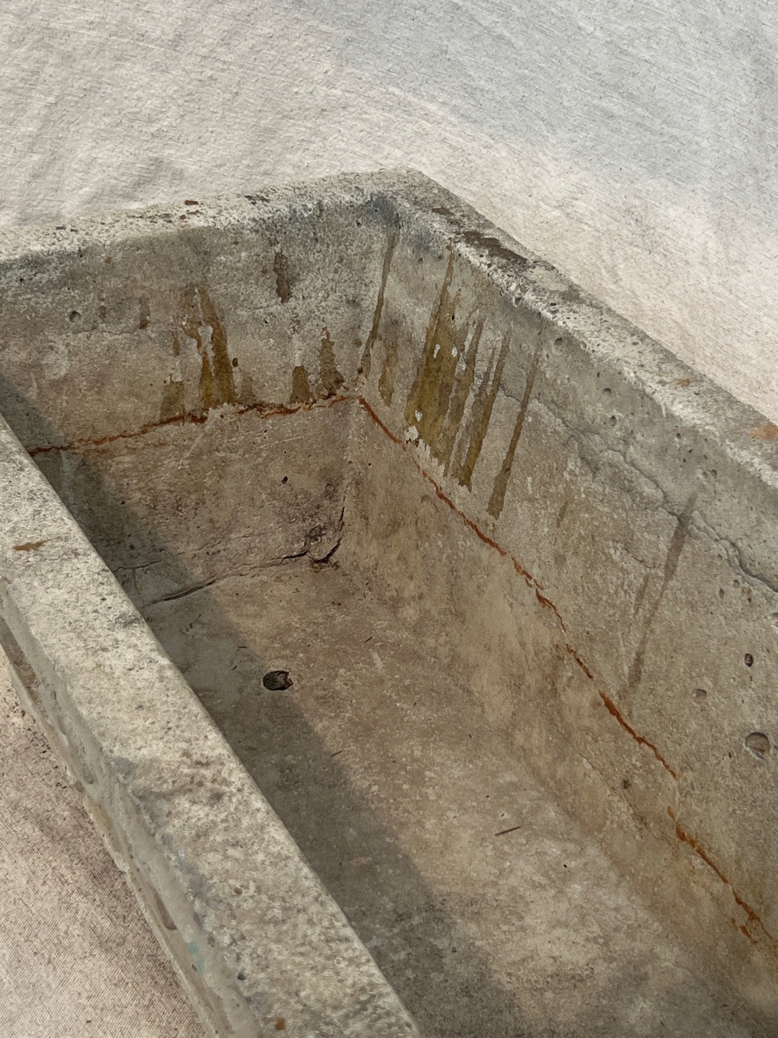 Vintage French cement planter from the 1950s featuring Fleur-de-Lis design and rectangular form, beautifully weathered gray finish for timeless appeal — Hommes and Gardens, Pots + Planters Collection, Landscape Architect, Interior Designer, Outdoor Living, Art, Furniture, Objects, Best Gifts, Nature, Backyard, Yard, Outdoor Decorations, Home Decor, Home Design, Luxury Design.