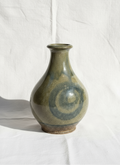 Vintage Glazed Spiral Studio Art Pottery Vase showcasing unique spiral design and gray hue, artisanship by hommes + gardens estudio.