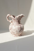 vintage 1980s ceramic flower vase hand painted purple white