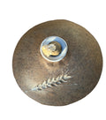 Vintage Hand Crafted Unglazed Flat Oil Lamp with Etched Wheat (Signed) showing elegant design and natural beauty. hommes + gardens estudio.