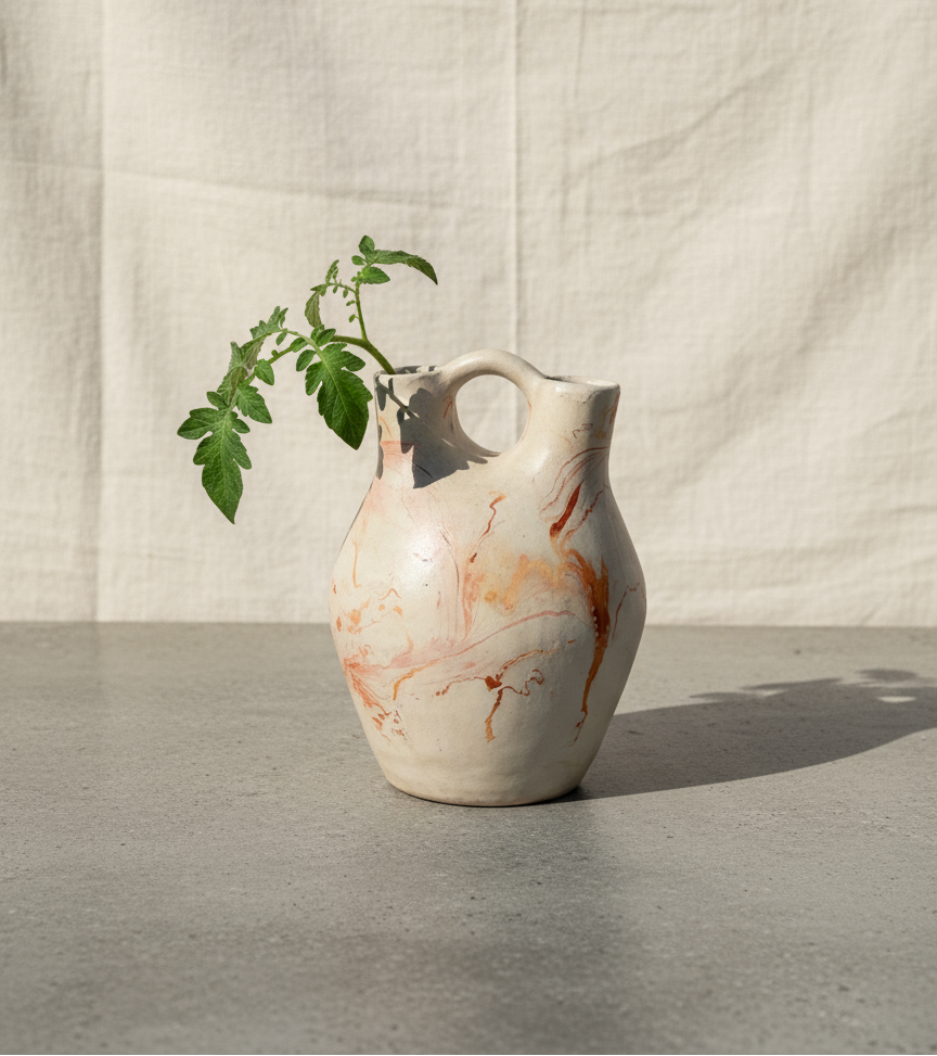 Vintage handmade double spout ceramic vase with organic form and artisan craftsmanship, ideal for modern or rustic interiors — Hommes and Gardens, Pots + Vessels Collection, Landscape Architect, Interior Designer, Outdoor Living, Outdoor Decorations, Home Decor, Home Design, Luxury Design, Art, Furniture, Objects, Best Gifts, Nature, Backyard, Yard.