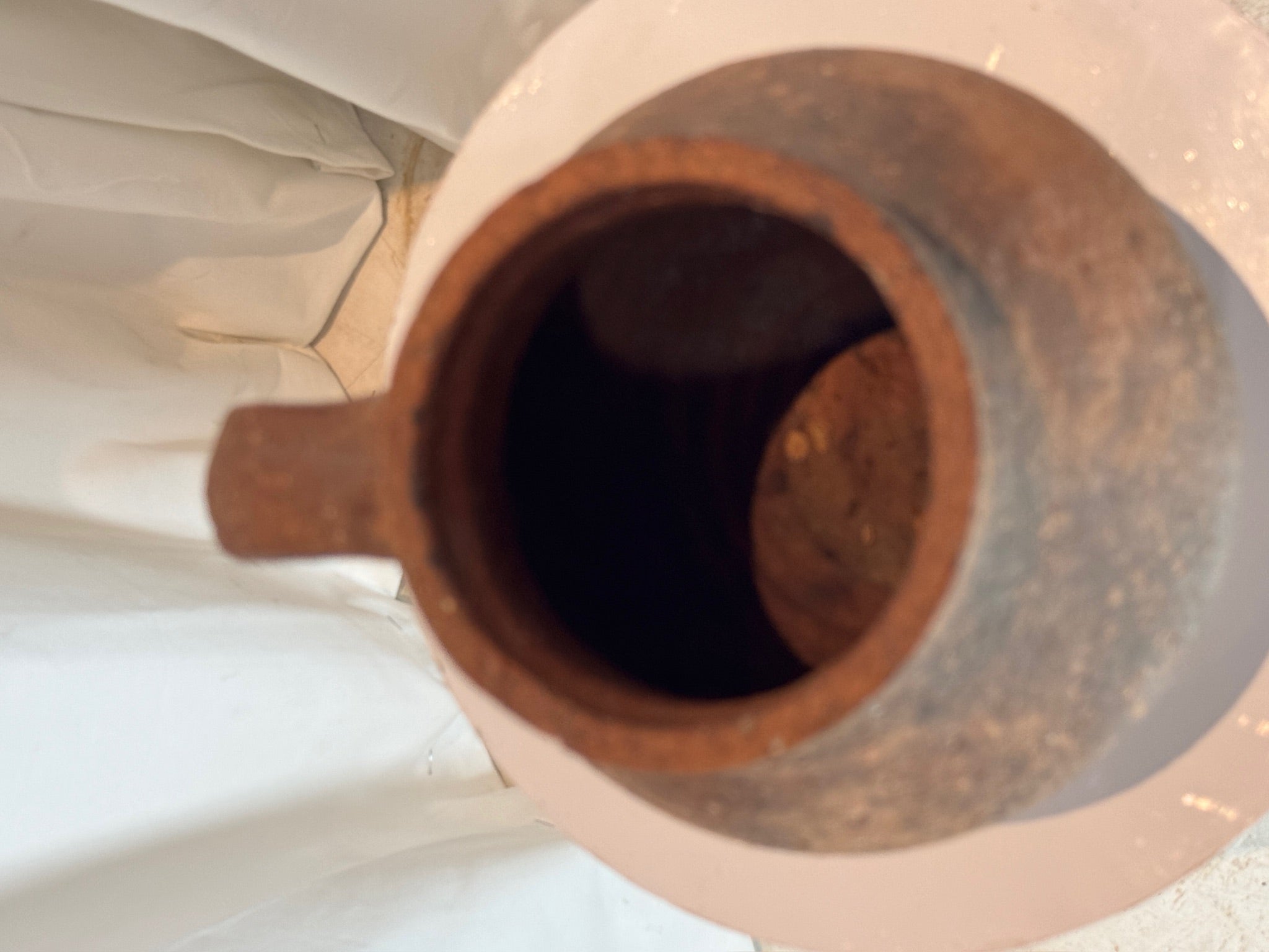 Vintage handmade terracotta pot with amphora silhouette and handle, rich brown hues and natural weathered finish, handcrafted rustic earthenware — Hommes and Gardens, Pots + Planters Collection, Landscape Architect, Interior Designer, Outdoor Living, Art, Furniture, Objects, Best Gifts, Nature, Backyard, Yard, Outdoor Decorations, Home Decor, Home Design, Luxury Design.