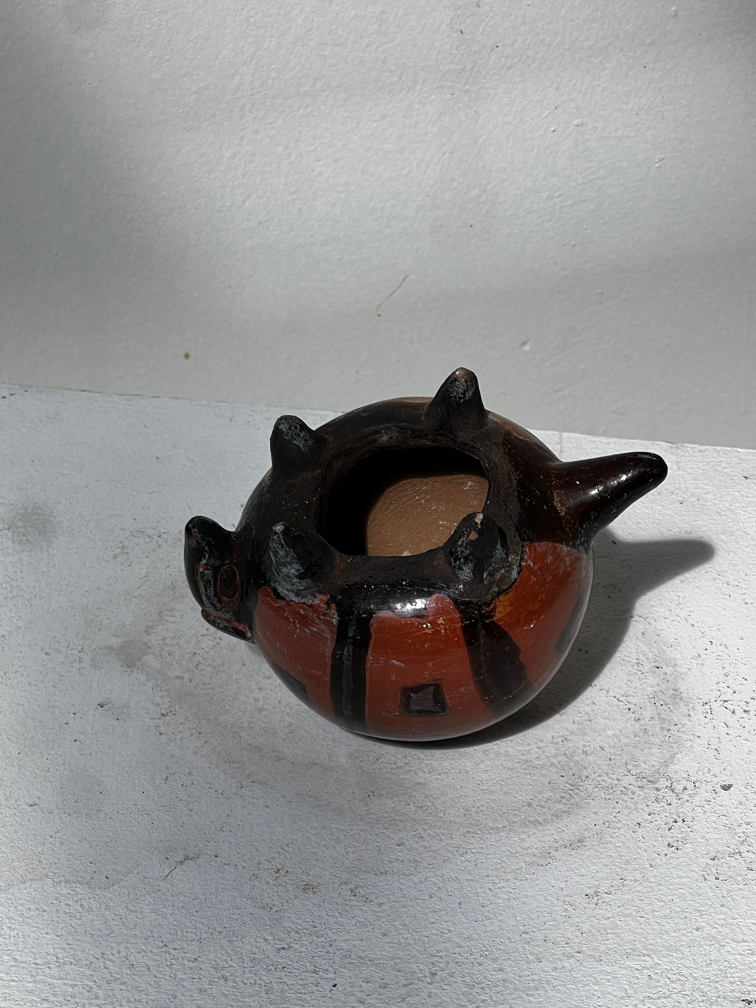 Vintage Lenca Pottery Small Armadillo Figurine handmade in Honduras by Lenca artisans, unique design, homens + gardens estudio.