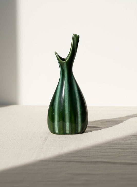 Vintage Hull Art Pottery #54 Continental Line vase in evergreen glaze, elegant collectible ceramic decor piece — Hommes and Gardens, Home Decor Collection, Vases, Art Pottery, Gifts & Merch, landscape design, plant design, Landscape Architect, Interior Designer, Outdoor Living, Outdoor Decorations, Home Design, Luxury Design, Art, Furniture, Objects, Best Gifts, Nature, Backyard, Yard.