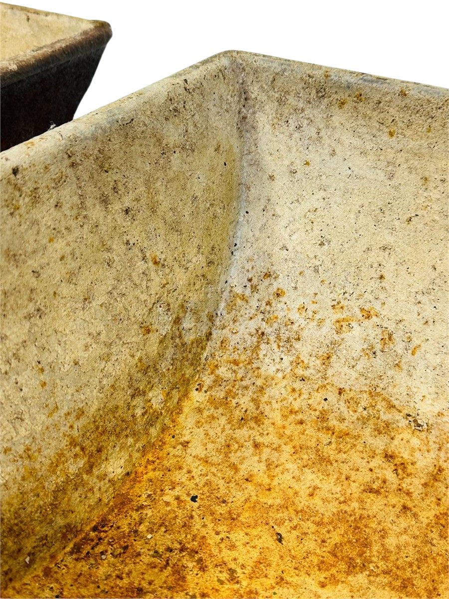 Vintage industrial cast iron planters with firebrick lining, solid and elevated trough design, perfect for farmhouse or outdoor landscaping — Hommes and Gardens, POTS + PLANTERS Collection, Landscape Architect, Interior Designer, Outdoor Living, Art, Furniture, Objects, Best Gifts, Nature, Backyard, Yard, Outdoor Decorations, Home Decor, Home Design, Luxury Design.