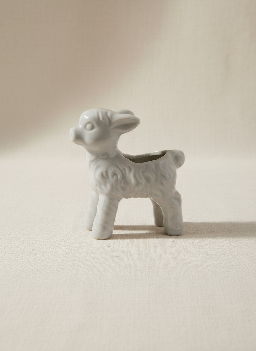 Vintage Lamb Toothpick Holder porcelain adds charm and whimsy to any tabletop decor. A functional and stylish accent. hommes + gardens estudio.