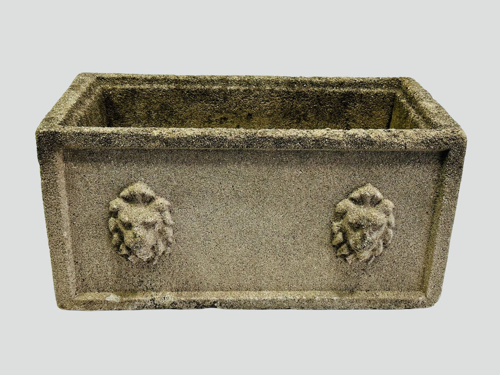 Vintage lion motif concrete planters with classic detailing, naturally weathered patina and built-in drainage, outdoor decorative garden pots — Hommes and Gardens, POTS + PLANTERS Collection, Landscape Architect, Interior Designer, Outdoor Living, Art, Furniture, Objects, Best Gifts, Nature, Backyard, Yard, Outdoor Decorations, Home Decor, Home Design, Luxury Design.