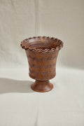 Vintage Mexican Scalloped Vase featuring a flowing water pattern and lettuce lip, 11.5” H x 10” W. hommes + gardens estudio.