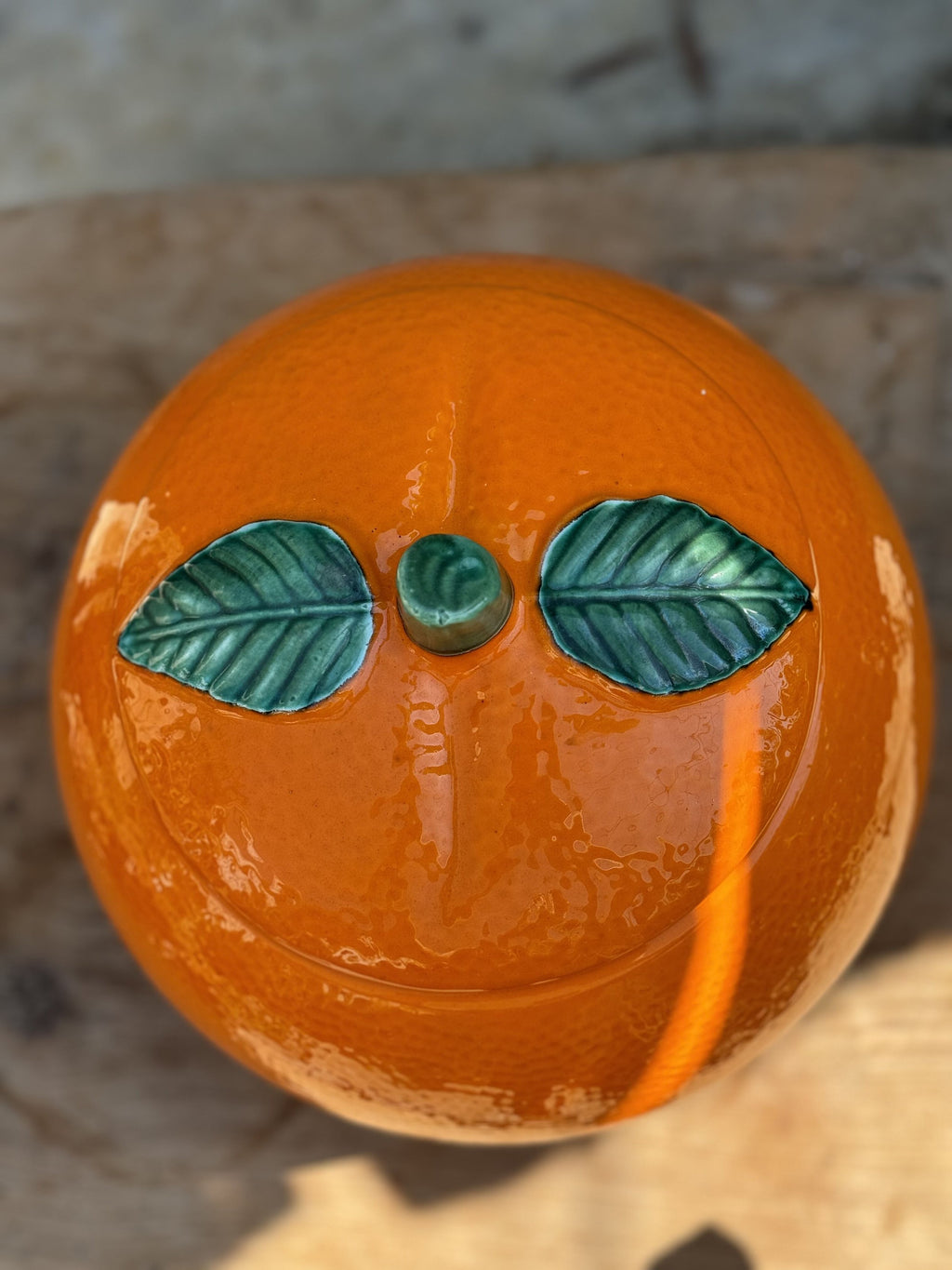 vintage ceramic orange cookie jar kitchen storage