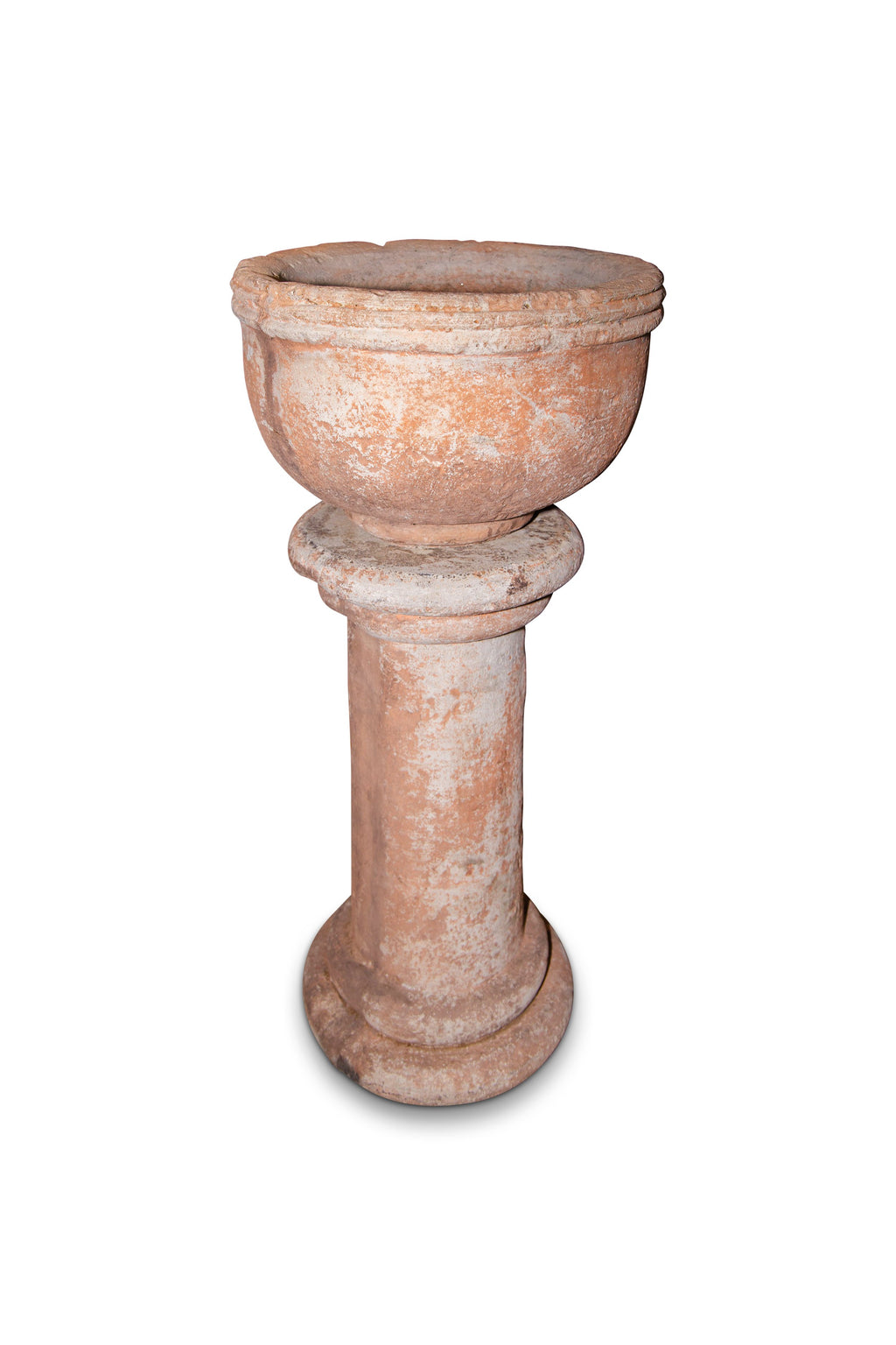 Vintage Sevilla Stone Planter w/ Pedestal showcasing timeless elegance in outdoor décor, hommes + gardens estudio.