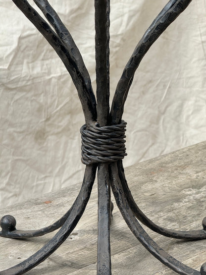 Vintage six-arm scrolled candelabrum crafted from cast iron, showcasing French-inspired elegance and antique patina, ideal for refined home interiors — Hommes and Gardens, Candles Collection, Candle Holders, Decorative Objects, Vintage Iron Decor, Antique Lighting, Rustic French Design, Classic Table Centerpiece.