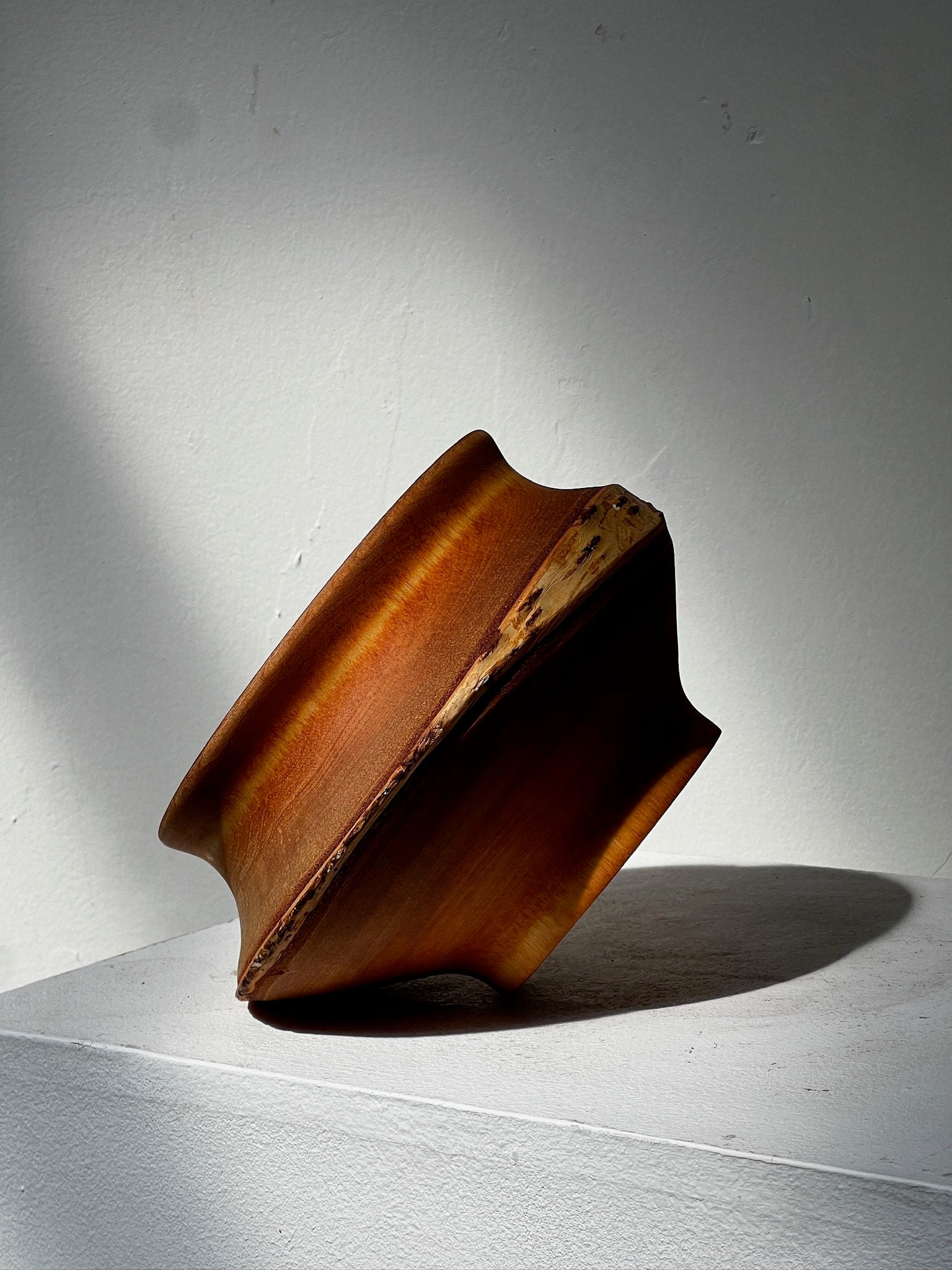 Vintage Thin Wood Bowl with unique lighter wood ring, perfect for serving salads or as a decorative centerpiece. hommes + gardens estudio.