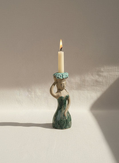 Vintage stoneware Hungarian mermaid figurine candle holder featuring handcrafted ceramic detail and coastal charm, perfect for whimsical home decor — Hommes and Gardens, Candles Collection, Candle Holders, Decorative Objects, Art Pottery, Vintage Stoneware, Mermaid Decor, Coastal Style, Mythical Home Accent, Collectible Ceramic Art.