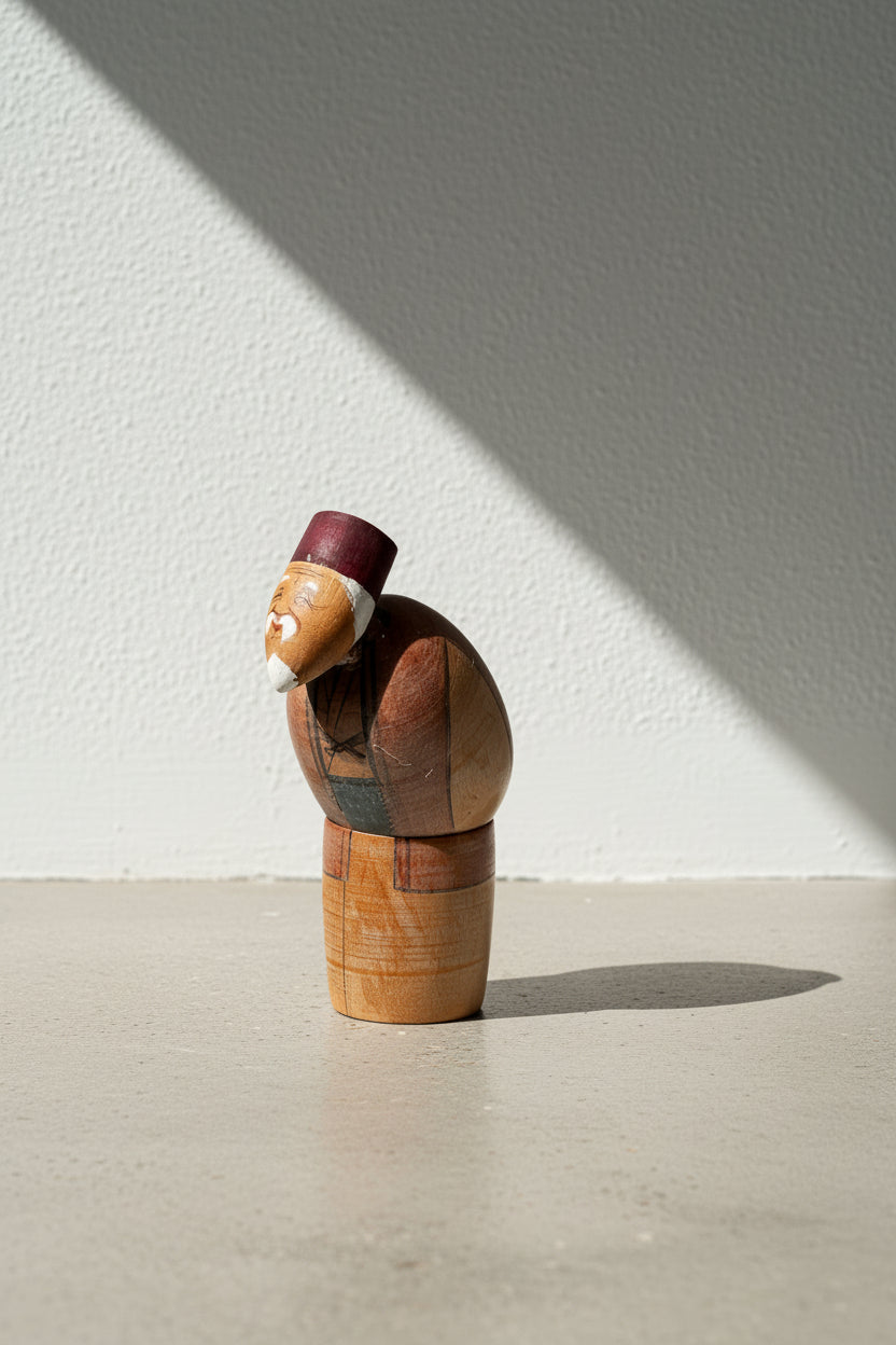 Vintage Takasago Kokeshi Japanese "Jō" Wood figurine, a traditional hand-painted Japanese doll, hommes + gardens estudio.