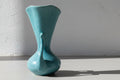 Teal two handled Flower Vase - Red wing pottery with mottled glaze and elegant ruffled top, perfect for home decor. hommes + gardens estudio.