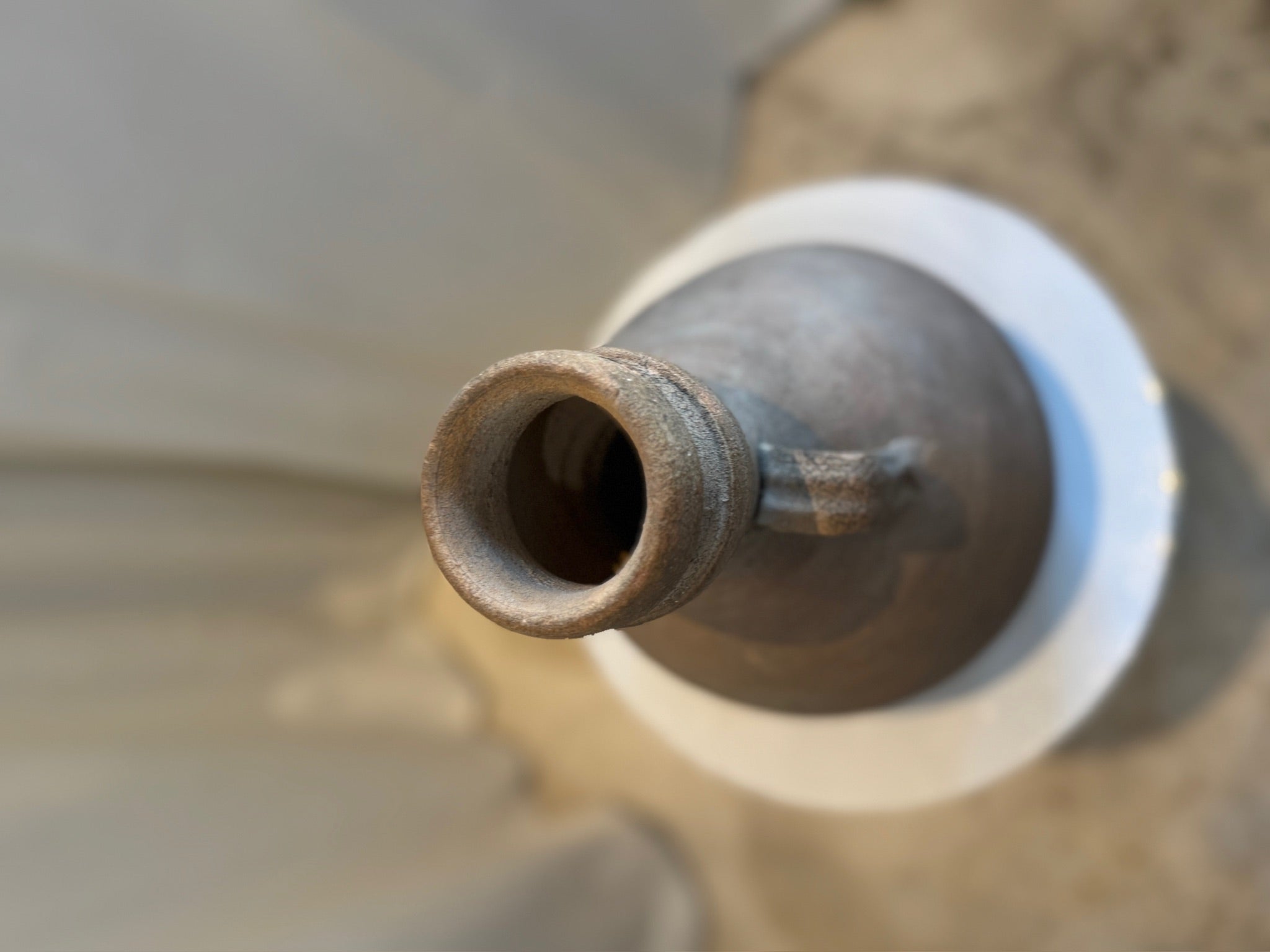 Vintage terracotta amphora in Classical Roman style, handcrafted with aged patina, elegant silhouette, and authentic hand-thrown ridges — Hommes and Gardens, Vases + Vessels Collection, Landscape Architect, Interior Designer, Outdoor Living, Art, Furniture, Objects, Best Gifts, Nature, Backyard, Yard, Outdoor Decorations, Home Decor, Home Design, Luxury Design.