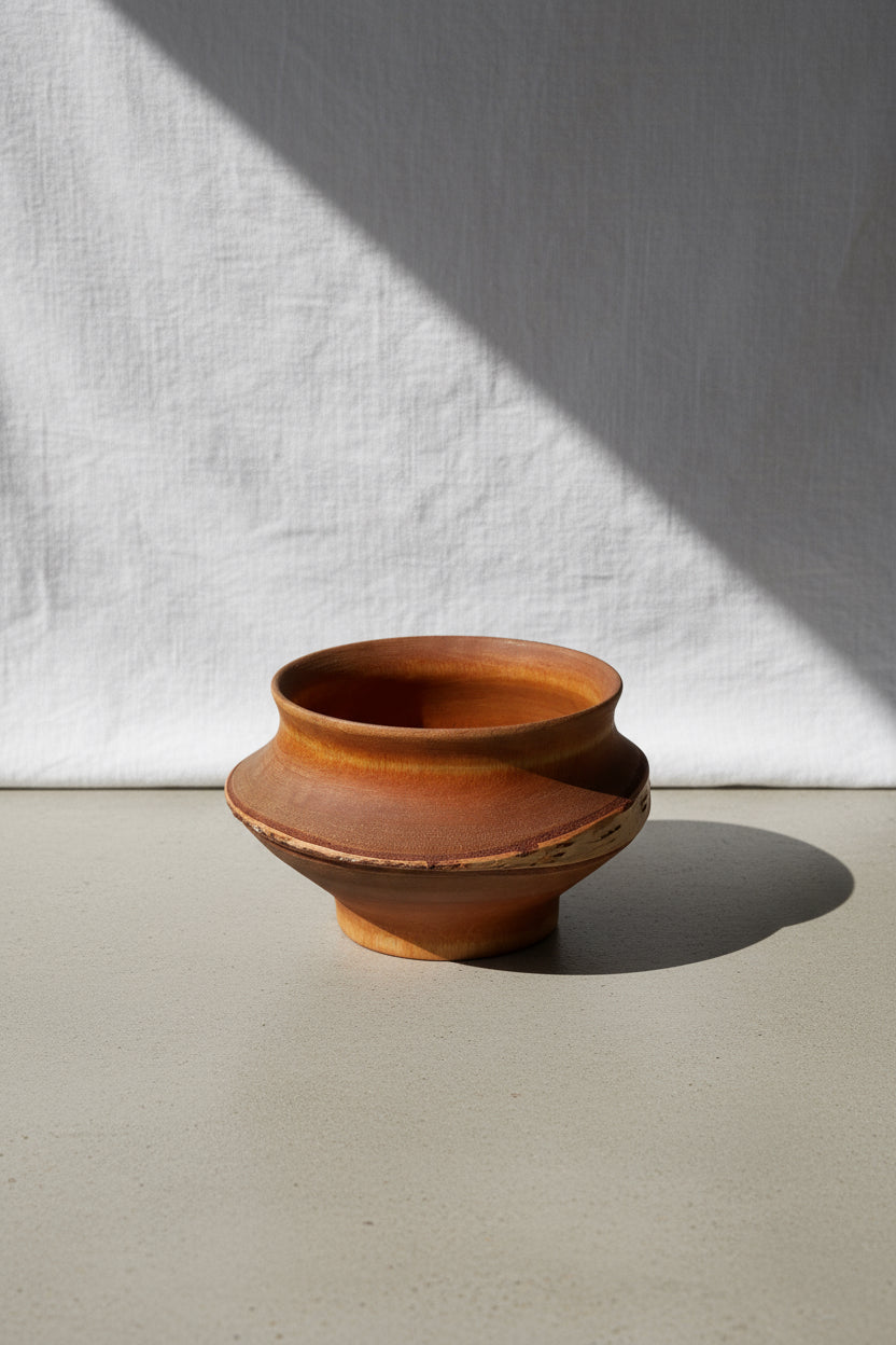 Vintage Thin Wood Bowl showcasing unique craftsmanship and warm tones, perfect for serving or decoration. hommes + gardens estudio.