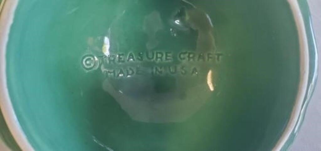 Inside view of Vintage Saguaro Cactus With Pink Bloom Cookie Jar by Treasure craft, showcasing the signature. hommes + gardens estudio