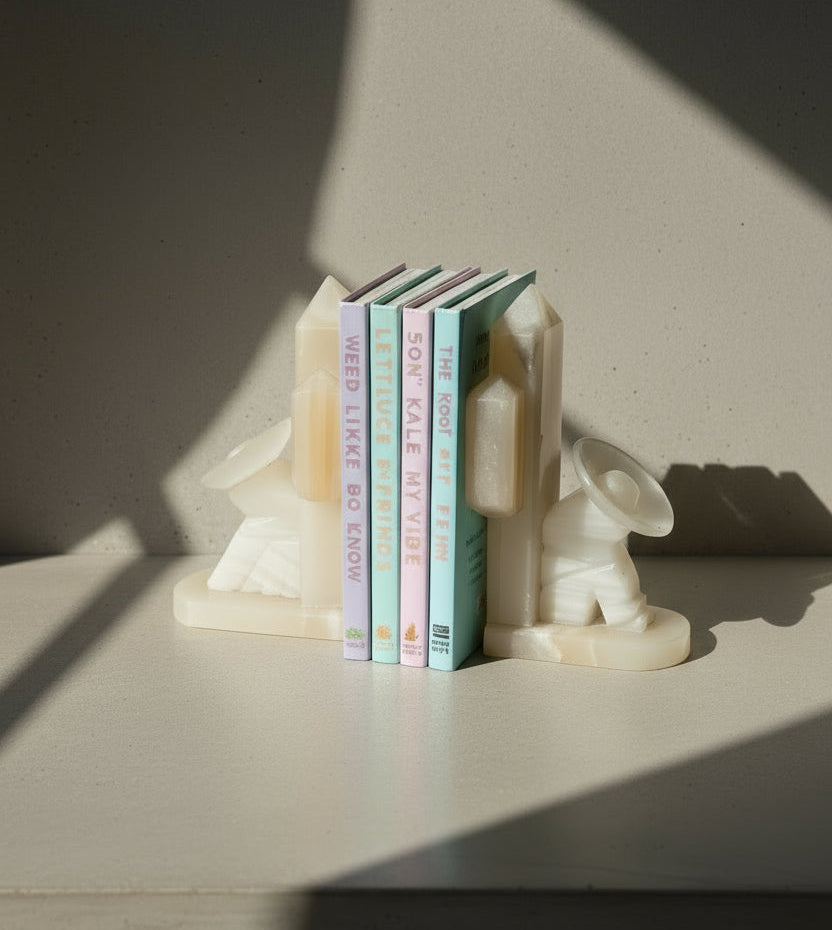 Pair of 1960s vintage white onyx bookends from Mexico, handcrafted with natural stone texture and rustic mid-century charm — Hommes and Gardens, Decorative Collection, Landscape Architect, Interior Designer, Outdoor Living, Outdoor Decorations, Home Decor, Home Design, Luxury Design, Art, Furniture, Objects, Best Gifts, Nature, Backyard, Yard.