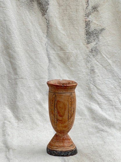 Pair of vintage wooden goblets with primitive engraved art, bringing a warm handcrafted touch to any interior — Hommes and Gardens, Home Decor Collection, Wooden Art Pieces, Rustic Decor, Handmade Craft, Decorative Objects.