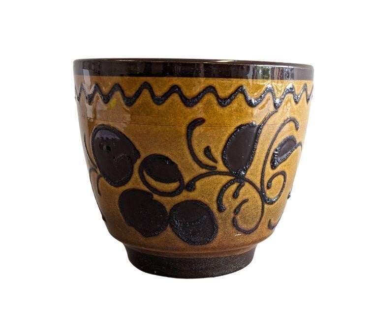 West German mid-century Bay Keramik planter featuring bold “Fat Lava” glaze and textured ceramic finish, classic 1960s design — Hommes and Gardens, Pots + Vessels Collection, Landscape Architect, Interior Designer, Outdoor Living, Outdoor Decorations, Home Decor, Home Design, Luxury Design, Art, Furniture, Objects, Best Gifts, Nature, Backyard, Yard.