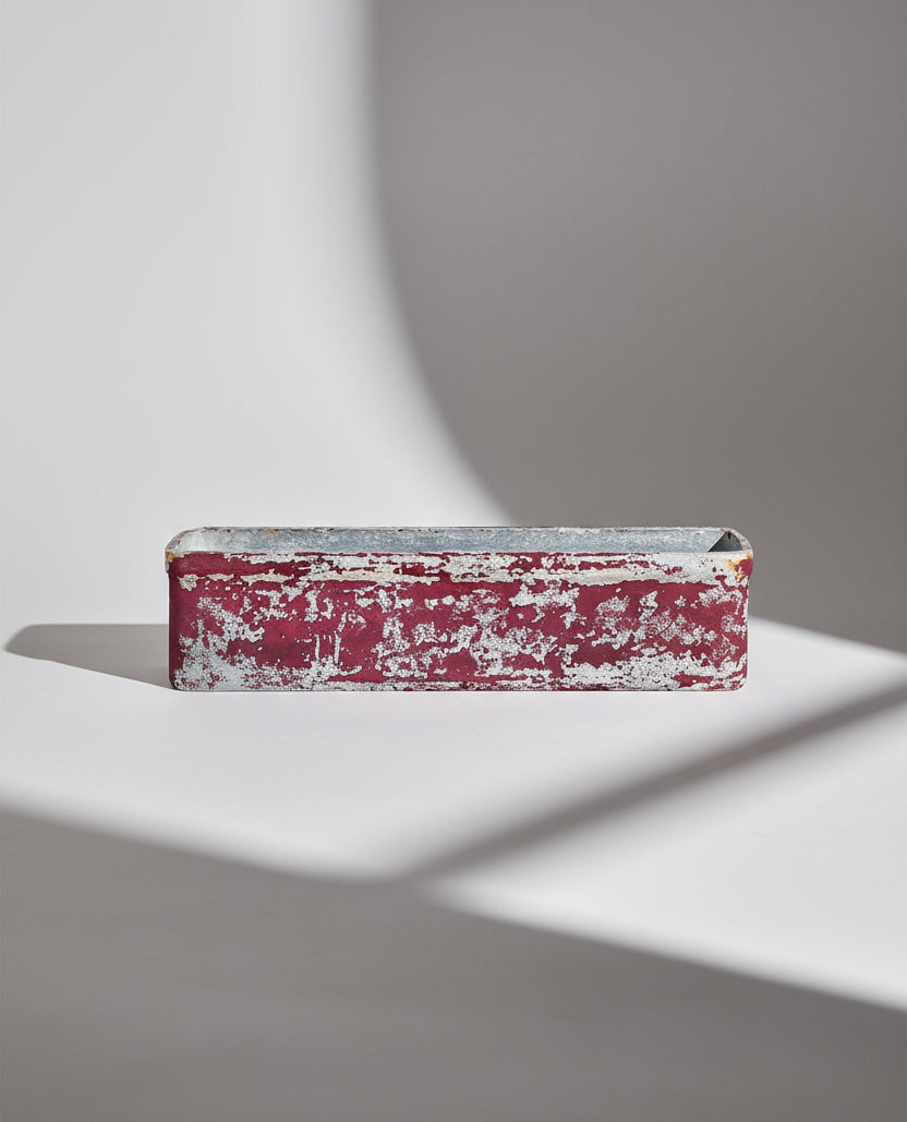 Willy Guhl red rectangular concrete planter crafted in Switzerland during the 1960s, featuring a rich aged patina and sculptural mid-century design — Hommes and Gardens, Pots & Vessels Collection, Home Decor, Outdoor Decorations, Landscape Architect, Interior Designer, Outdoor Living, Home Design, Luxury Design, Art, Furniture, Objects, Best Gifts, Nature, Backyard, Yard.