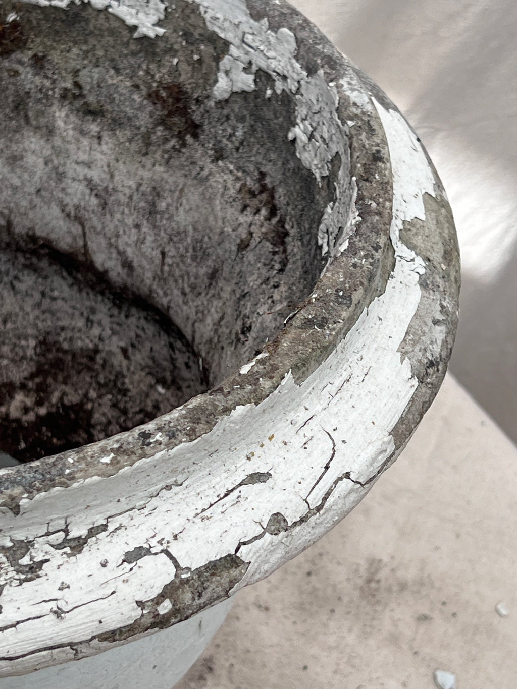 vintage concrete urn planter with patina