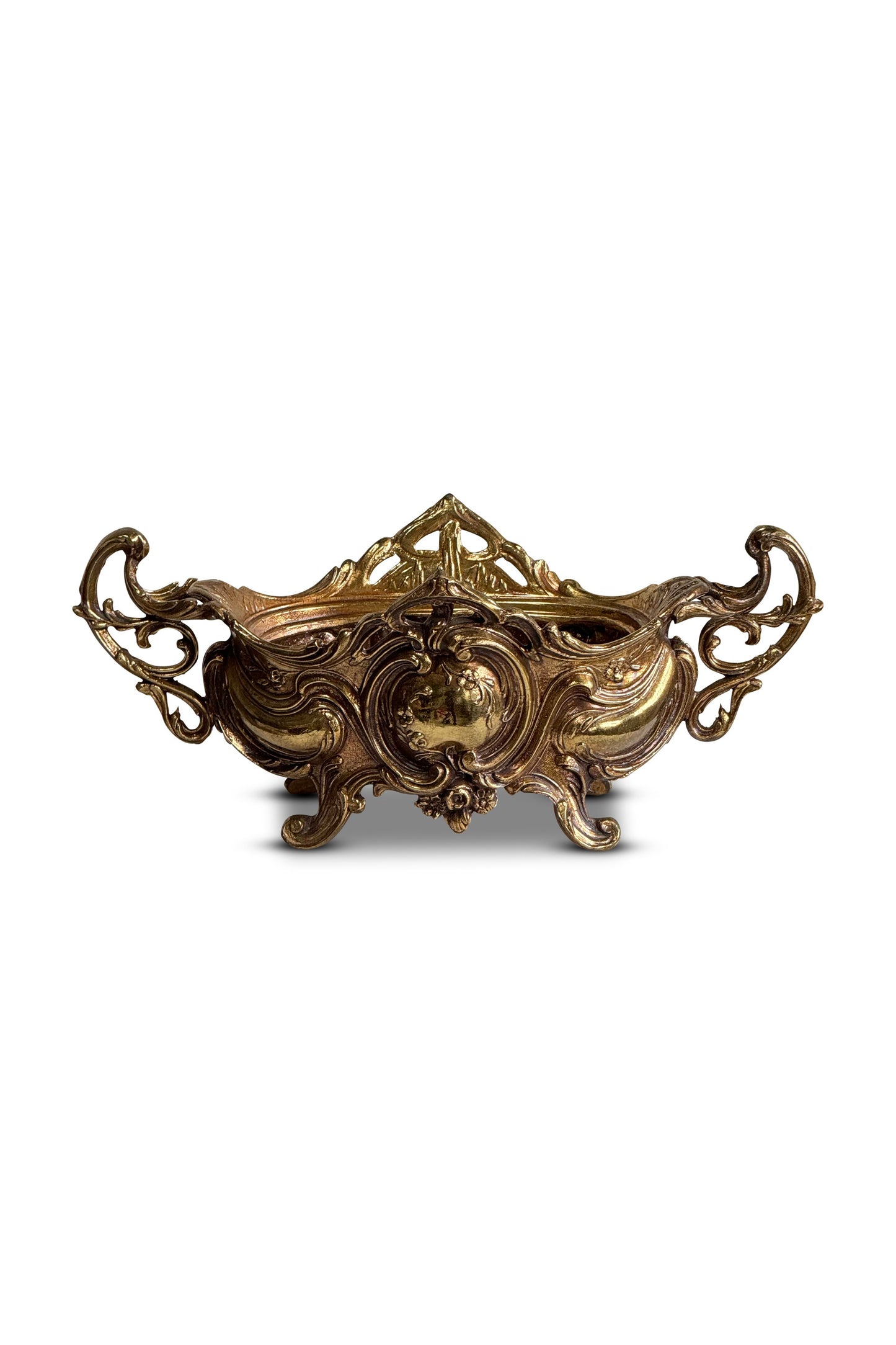 Antique Brass Art Nouveau Jardiniere Rococo Footed Bowl